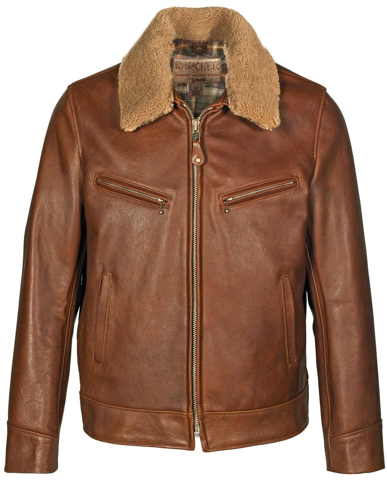 Antique Cowhide Rancher Jacket with Sheepskin Collar 596 – ASHER