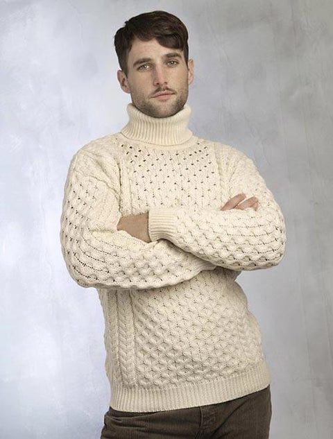 Merino Roll Neck Sweater - Natural