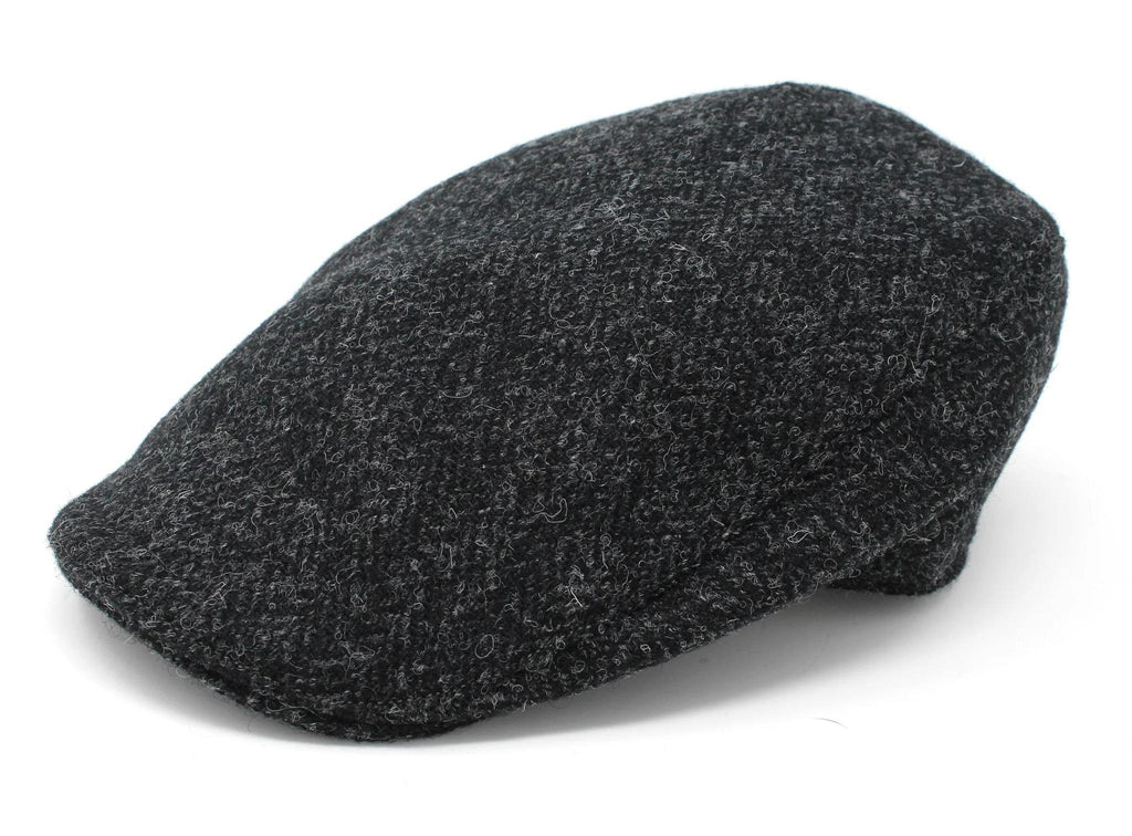 Donegal Touring Cap Tweed - Black Charcoal Herringbone