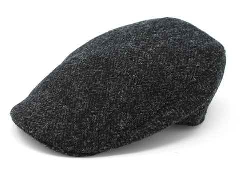 Donegal Touring Cap Tweed - Black Charcoal Herringbone