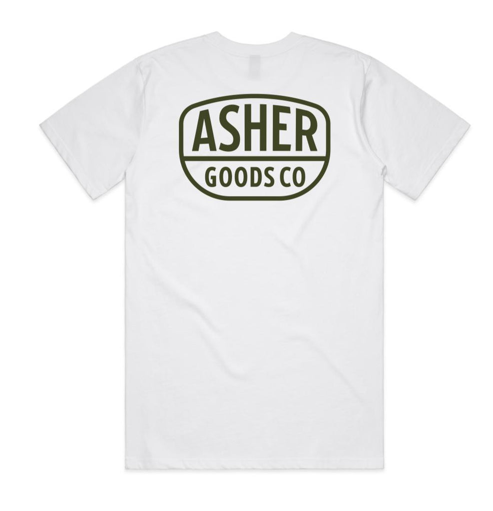 Station Tee - Army Green White