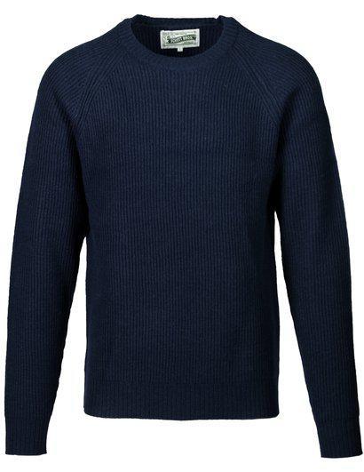Ribbed Wool Crewneck Sweater - Navy