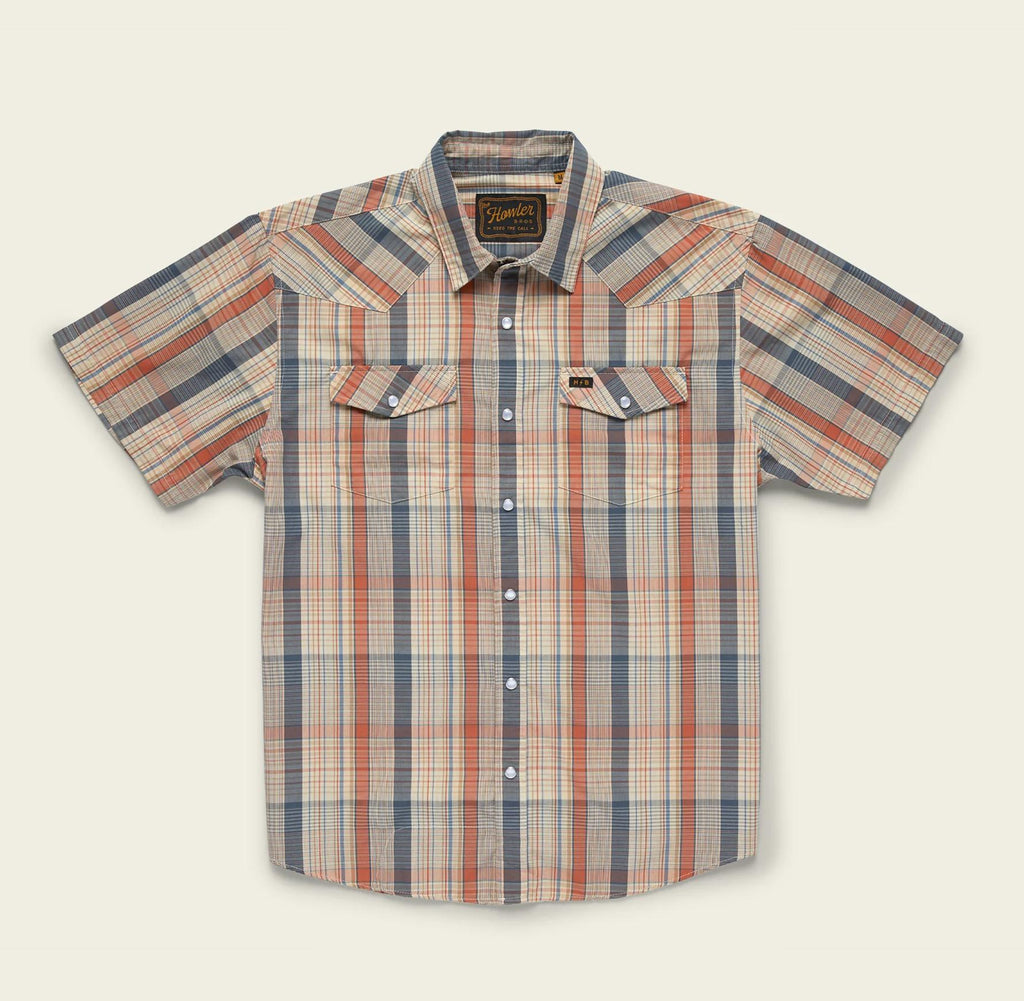 H Bar B Snapshirt - Atlas Plaid Brown Rice