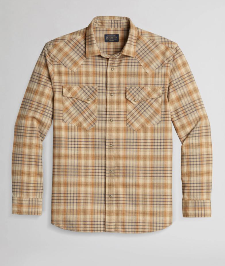 Wyatt Shirt - Tan Blue Plaid