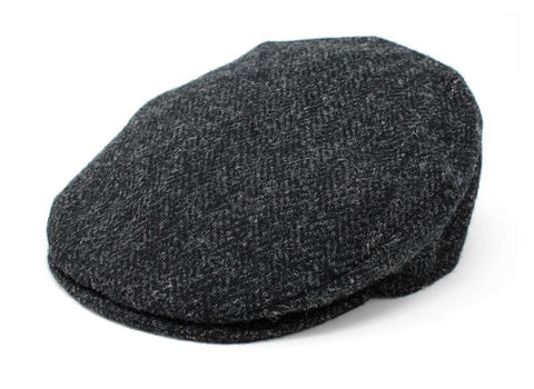 Vintage Cap Tweed Black & Charcoal Herringbone